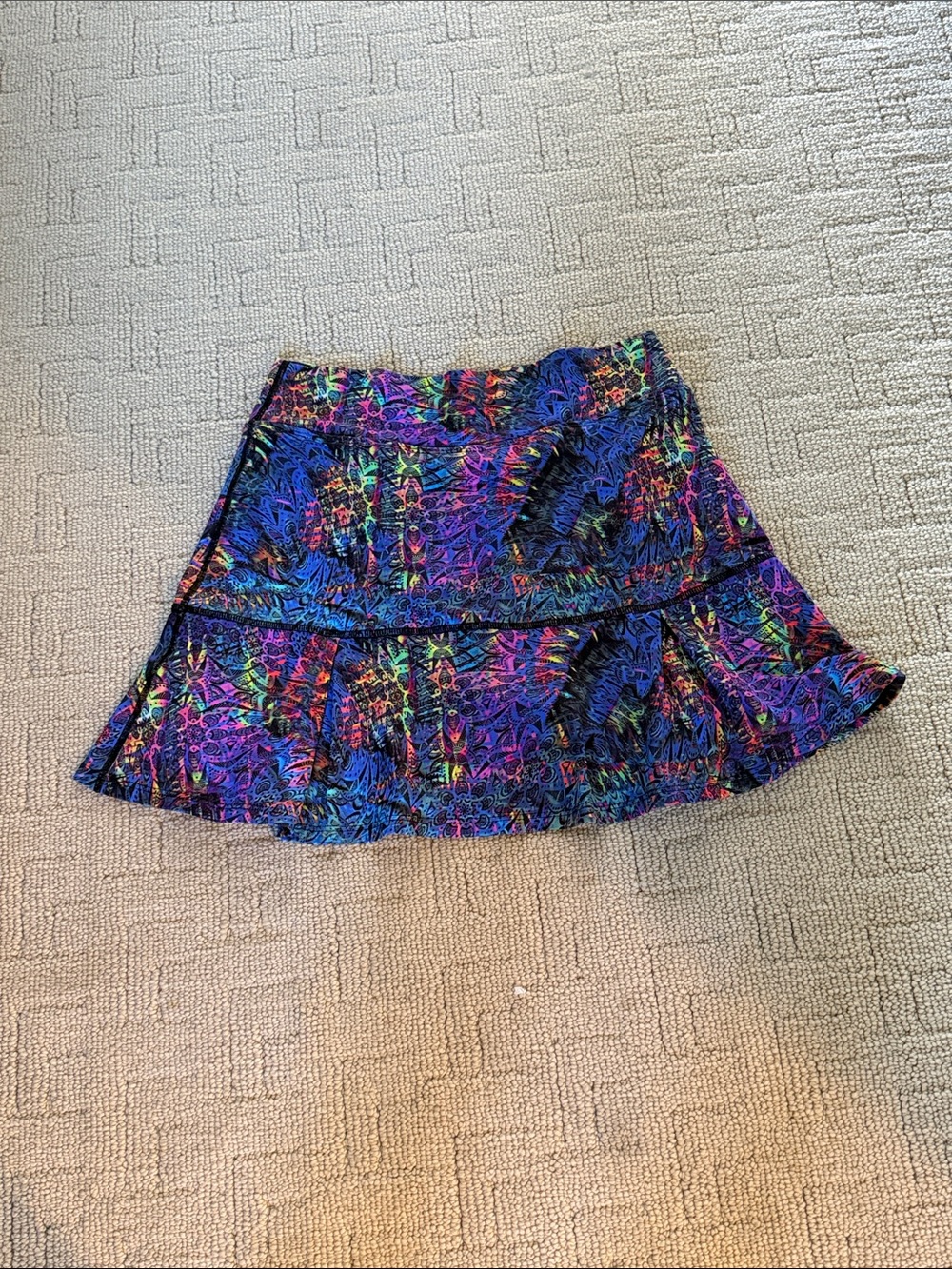 Dona Jo Multicolor Printed Flared Mini Skirt